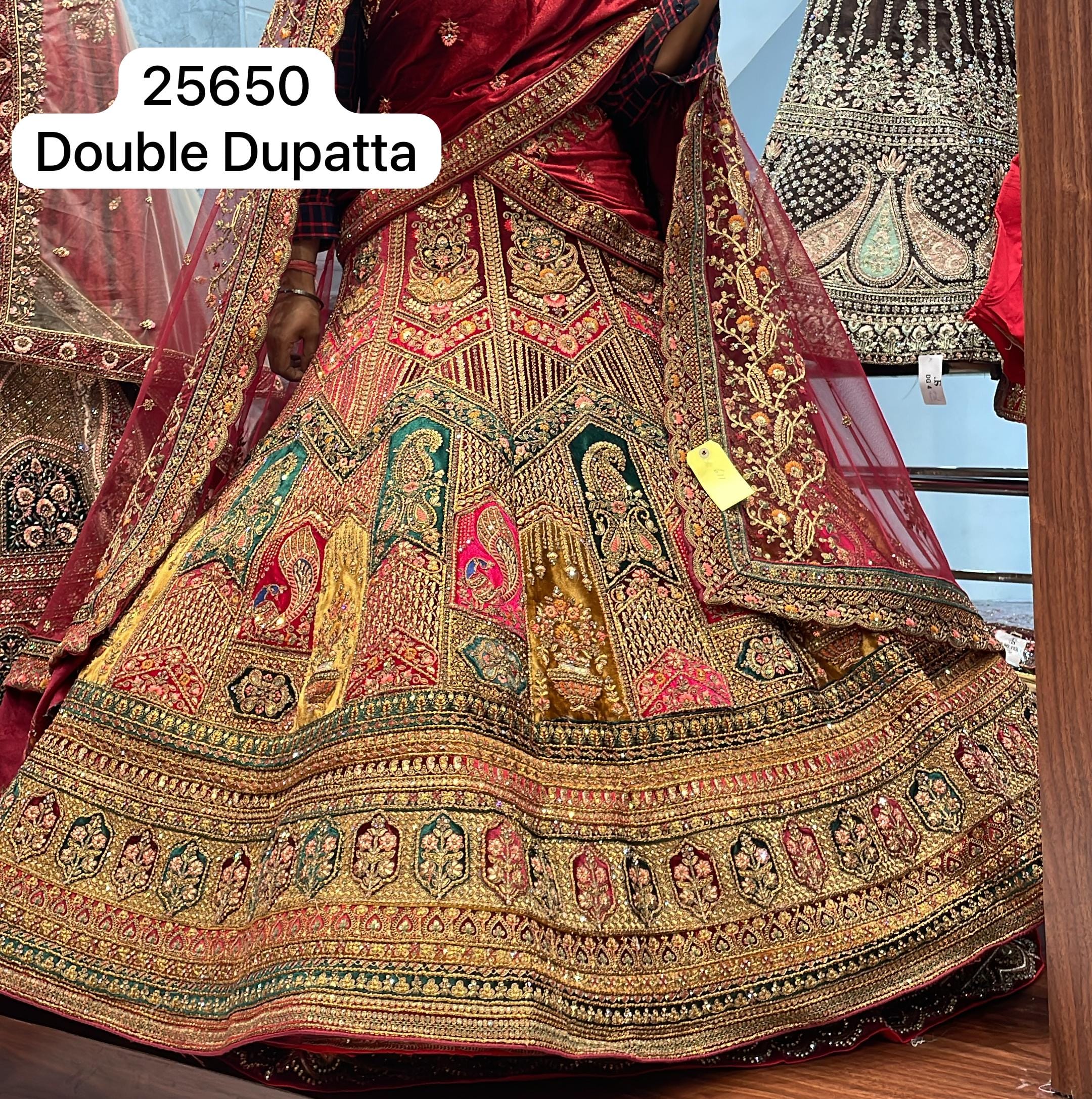 Bridal lehenga with double dupatta with price best sale