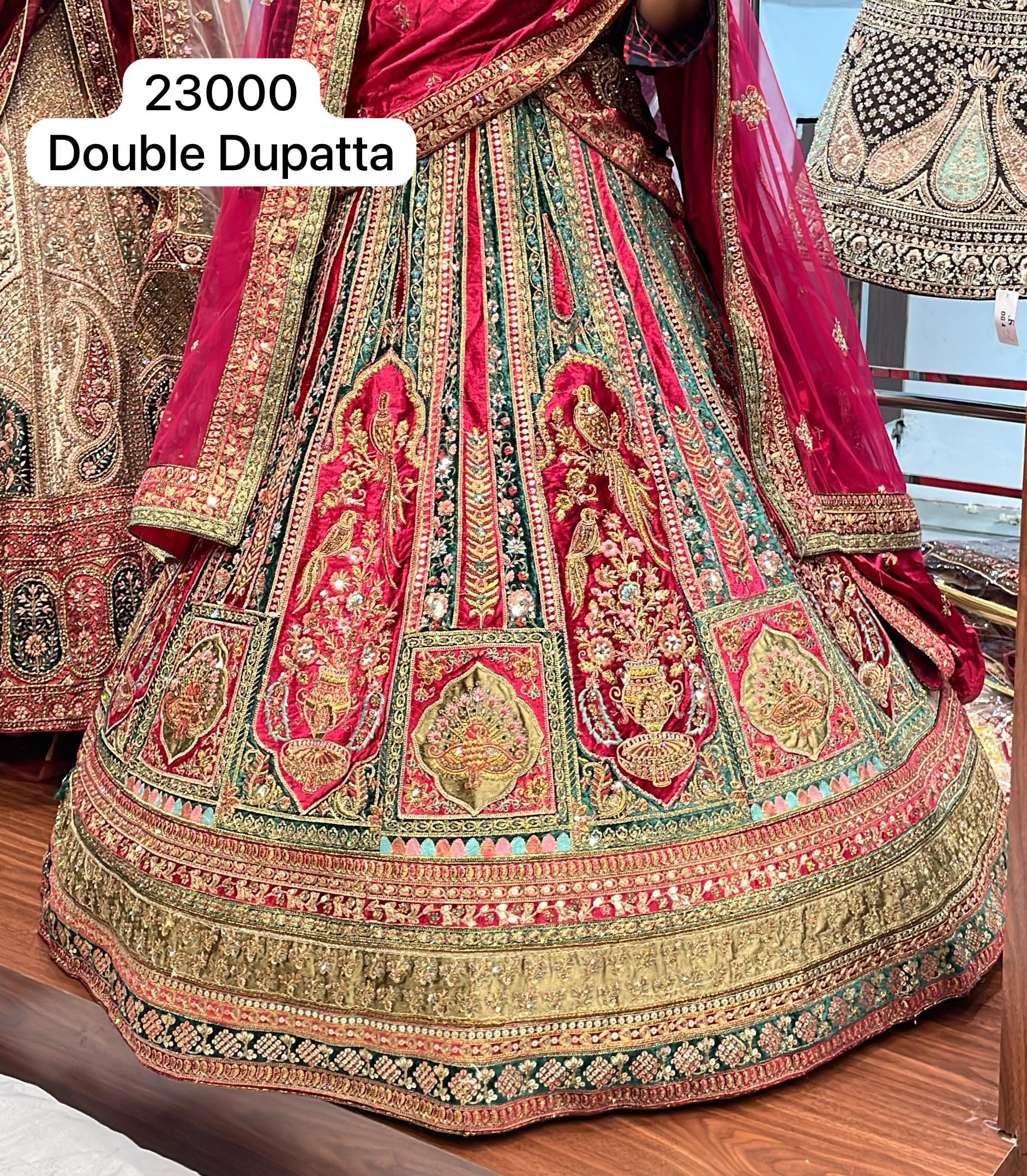 Bridal Lehenga Beautiful Marwadi Rani and Rama Contrast