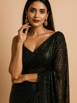 black saree party wear