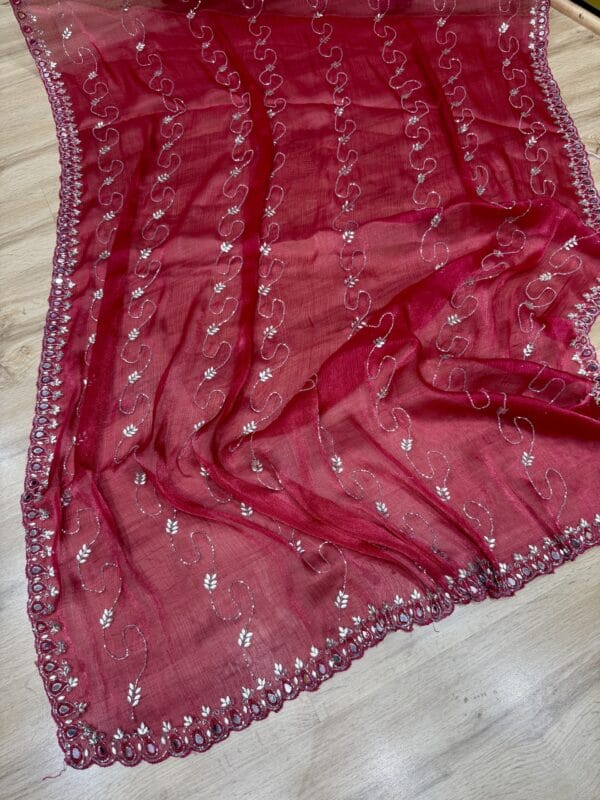 maroon jimmy choo saree