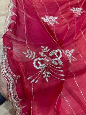 beautifully handcrafted fendi silk saree