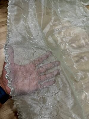 silver net handwork saree