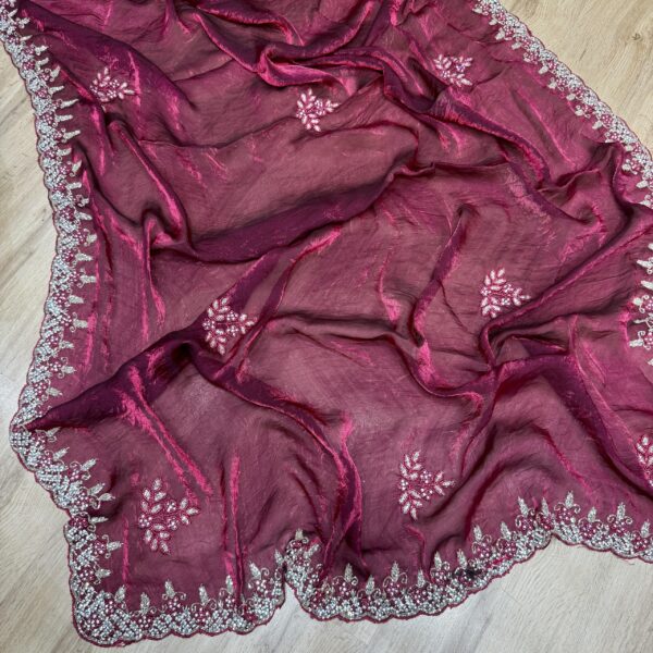 Wine Berry Handwork Saree