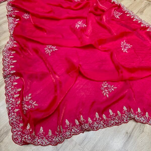 Rani handwork saree